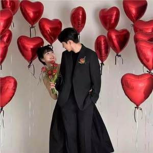 HUANGLISHI | Heart-shaped Red Aluminum Foil Balloon Valentines Day Atmosphere Decoration