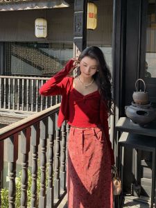 DENGLIULIU | Bộ Đồ Knit Phong Cách Pháp Retro