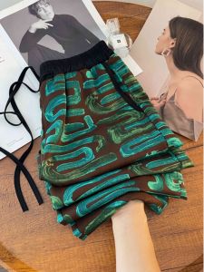 PAIBOLI | Elegant Ice Silk Satin Wide Leg Pants Floral Print Thin High-End Feel Commuting Straight Cut Trousers For Women In Summer