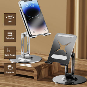 Carristo 360° Rotation Mobile Tablet Stand Full Metal Portable Size Suitable Upto 12 inch Device Adjustable Phone Tab Pad Holder
