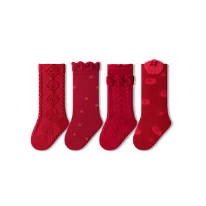 Red Childrens Mid-calf Socks