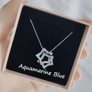 SO SEOUL Aster Double Star in Mixed Colored Austrian Crystal Pendant Chain Necklace