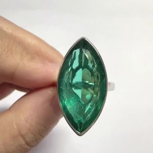 Huitan Marquise Ring for Women Simple Style with Brilliant Green CZ Trendy Wedding Party Accessories Versatile Jewelry for Lady
