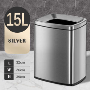 8L/10L/15LSquare stainless steel household trash can kitchen bathroom garbage can simple modern trash bin
