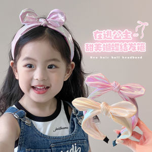 Childrens Wide Version Non-Tight Headband Girls Butterfly Knot Hair Clip Babys High-End Feelling Headband Little Girls Hair Accessories