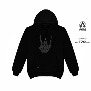 Aerostreet Hoodie Heavy Bone Hitam Man Sweater Jumper CADAA