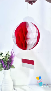 Lampion Honeycomb Lipat Merah Putih Dirgahayu 17 Agustus Dekorasi Gantungan HUT RI 17 / Pompom Bulat