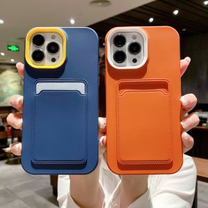 CrashStar 3 In 1 Skin-friendly Shockproof Phone Case With Card Slot Card Holder For iPhone 15 14 13 12 11 Pro Max XS XR X 8 7 Plus + SE 2020 Liquid Silicone Add PC Phone Casing Fashion Anti-fall Phone Cover Shell Hot Sale
