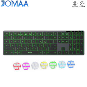 JOMAA | JOMAA Multi-Device Wireless Keyboard Backlit Bluetooth & 2.4G Rechargeable Slim Scissor-Switch for Laptop PC Tablet
