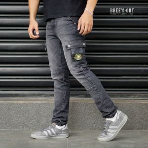 Celana Cargo Denim Panjang Pria Stretch Denim Melar Tebal Slimfit Skinny Size 28-33 Premium