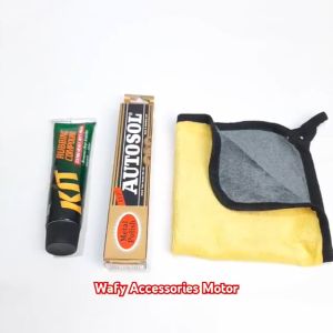 Paket Isi 3 - Kit Rubbing Compound 60 Gram + Autosol 50 Gram + Kain Lap Microfiber