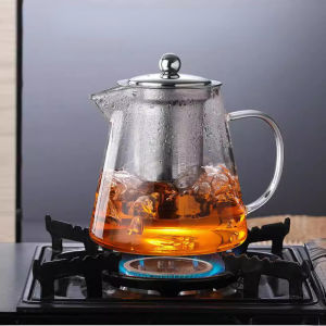 1PC thủy tinh trong suốt ấm trà bao gồm cả thép không gỉ Lọc lót khả năng chịu nhiệt độ cao thích hợp cho làm trà