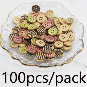 (100pcs/pack) 1.5cm painted circular wooden buttons clothing home textile accessories DIY handmade accessories