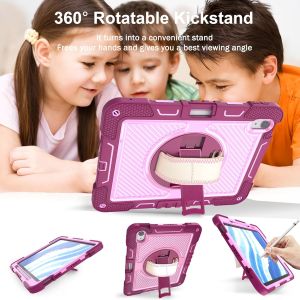 Cho iPad 11 thế hệ trường hợp A16 2025 360 ° Giá đỡ xoay với hộp đựng bút chì dây đeo tay/dây đeo vai chống sốc bảo vệ vỏ Ốp ipad không khí 11 2025 2024Pro 11 2024 2022 2021 2020 2018 không khí 5 4iPad 10th 9th 8th 7th 6th 5th GenMini 76