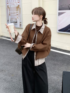 Browan Korean Style Short Casual Jacket Womens Fashion Slimming High-Lengthening Fake Two-Piece Autumn New Arrival