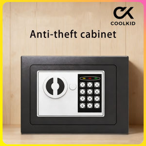 Stainless steel black safe deposit box with password-protected security storage jar