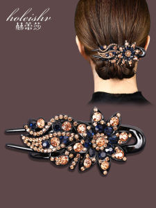 Grip Large Size Updo Hair Clip Barrettes Sub Bean Bag Clip Hair High-Grade Rhinestone-Encrusted Ladieswear Back Head Headdress Barrettes Duckbill Clip