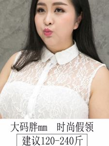 50% off Seckill ~ plus Size Detachable Collar Womens Plus Size Ladies Half Shirt Lace Edge Bottoming round Pointed Collar 100.00kg Working Pure Cotton