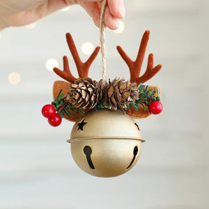 YESPERY โบว์ผลไม้เล็กๆสีแดงจี้กระดิ่งรูปกวางคริสต์มาสสำหรับมือจับประตูต้นคริสต์มาสกระดิ่งคริสมาสต์ตัวแขวนตกแต่งตกแต่งคริสต์มาส