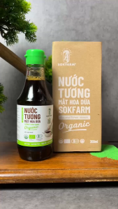 Nước tương mật hoa dừa Organic Sokfarm dòng ít muối (nắp xanh) 200ml
