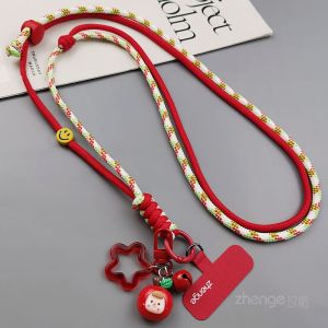 สายติดโทรศัพท์แบบสะพายข้างยาวแบบผูกโบว์สีบล็อกแฟชั่นกลางแจ้งแบบปรับได้สำหรับผู้ชายและผู้หญิง เครื่องประดับโทรศัพท์มือถือแบบสะพายข้าง