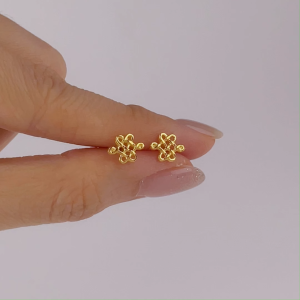 WENG KWONG 916 Gold Auspicious Knot Earrings (3E1285)