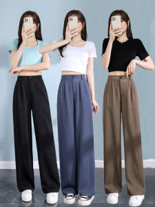 Quần Ống Rộng Cạp Cao Cho Nữ Mùa Hè 2024 Quần Ống Đứng Mỏng Cho Nữ Quần Tây Công Sở Thường Ngày Cho Phụ Nữ Nhỏ Nhắn