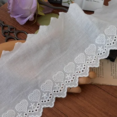 White Pure Cotton Lace Trim DIY Handmade Clothing Patchwork Fabric Home Decorations Curtain Bedding Trim Sewing Accessories
