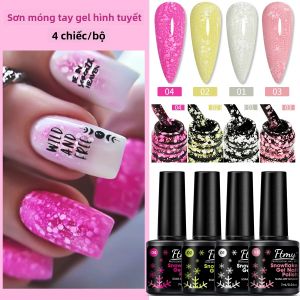 Bộ 4 Sơn Gel Móng Tay Nowflakes Nhũ Tuyết Lấp Lánh Dạng Gel Tẩy Được 7ml Bán Vĩnh Cửu Thiết Kế Nail Art Bộ Combo