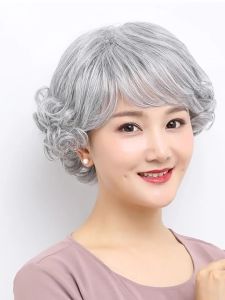 BESTUNG | Flower White Elderly Short Curly Wig