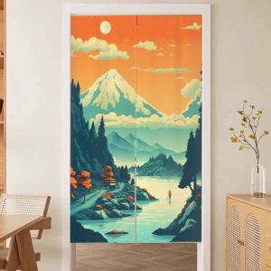 VIKAMA Japanese Style Landscape Door Curtain Simple Printed Noren Aesthetic Kitchen Bedroom Partition Curtain Home Decor
