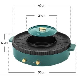 Nồi lẩu nướng tròn đa năng kết hợp 2 trong 1 vừa lẩu vừa nướng chống dính cao cấp với 2 mâm nhiệt công suất 1350W. Bếp lẩu nướng đa năng- bảo hành 2 năm lỗi đổi mới 7 ngày đầu nhận phẩm do nhà sản xuất.