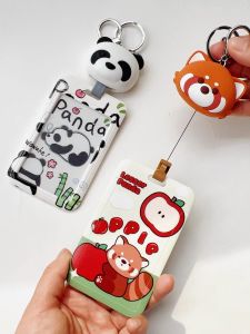 Panda Expandable Rope Keychain Card Holder Protective Cover for Campus Card Bus Pass IC Card Student ID Gift from Chengdu