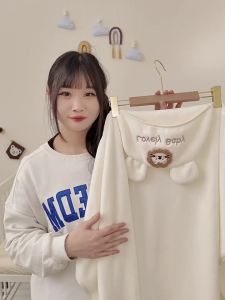 ANYOUBI | Khăn Tắm Có Mũ Cho Bé Sơ Sinh Vải Fleece San Hô Khô Nhanh Không Rụng Lông