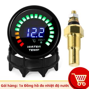 RYSJM | Đồng Hồ Đo Nhiệt Độ Nước 52mm 20 LED 20 ~ 150 Độ C Máy Đo Nhiệt Độ Mặt Khói Với Cảm Biến Nhiệt Độ Chất Làm Mát Cho Xe Hơi Lắp Đặt 10 Mm