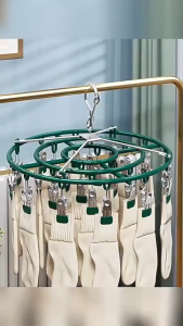 360° Rotating Stainless Steel Windproof Clothes Rack Multi-Hook Dryer Hanger Household Underwear Clothes Hanger Clip