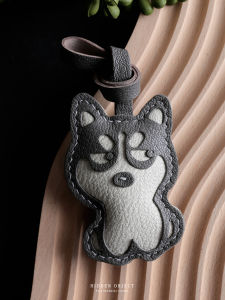 Handmade Husky Keychain for Men Creative DIY Material Kit Couples Accessories Luxury French Leather Bag Charm Car Key Holder