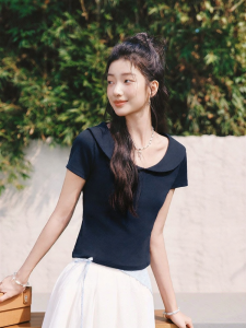 Semir | Short Sleeve Solid Color Peter Pan Collar Polo Shirt Short