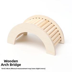 Nochen Wooden Hamster Climbing Tower Bridge Hideout Den Toy Birch Wood Arch Bridge Tree Hole Decoration for Golden Retriever