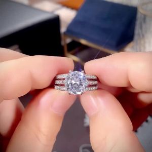 Huitan Luxury Six Claw Cubic Zirconia Rings Wedding Engagement Bands High Quality Silver Color AAA CZ Ring Women Fashion Jewelry