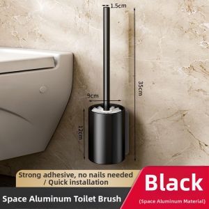 Space Aluminum No-Dead-Zone Toilet Brush Wall-Mounted