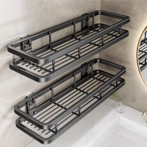 No-Drill Wall-Mounted Bathroom Shelf Toilet Washstand Storage Rack Iron Material Nordic Style Single Layer Organizer