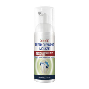Ouhoe Teeth Cleaning Mousse 4d Dazzle White Brighten Whiten Teeth Removing Smoking Coffee Yellow Teeth Stain Oral Fresh Effective Mild Protect Gums Remove Tartar Teeth Care 60ml