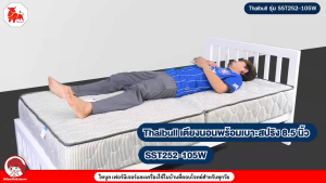 Thaibull เตียงนอน 3.5 ฟุต พร้อมเบาะสปริง หนา 8.5 นิ้ว รองด้วยพื้นไม้อัด เตียงเหล็ก ขาเหลี่ยม 3 นิ้ว รุ่น SST252-105W (ผลิตในไทย)
