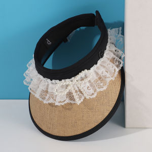 Childrens Summer Hat Cute Girl Hairband Style Sun Protection Lace Empty Top Baby Black Glue Sun Hat Casual Outdoor Large Brim Hat