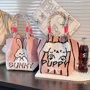 Korean Style Knitted Bucket Bag Portable Handbag for Commuting And Traveling Womens Handbag Versatile And Easy to Carry