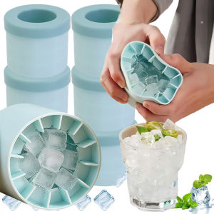 Creative Barware Silicone Ice Maker / Portable Round Ice Bucket Mold / Fast Freeze Cylinder Ice Cube Tray / Reusable Household Refrigeration Ice Making Supplies