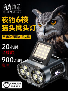 Owl Headlamp Night Fishing Special Strong Light Rechargeable Ultra Bright Sensing Ultra Long Battery Life Cap Clip Lighting Lamp