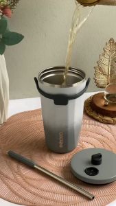 Aveline Tumbler Nexxio Vacuum Insulated Bottle 600ml Color Change Coffee Cup & Straw Thermos Mug Leak-Proof