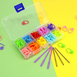Plastic Set of Sewing Needles Knitting Markers Crochet Hooks Yarn Bow Tie Sewing Needles Set Anti-unraveling Sewing Tools